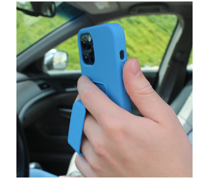 Liquid Silicone Blue Case Magnet Grip Stand Mobile Case For iPhone 13 Pro - Blue - Zoom Image 2