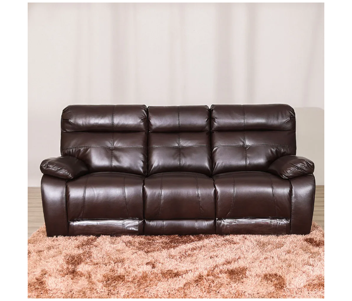 Danube Home Dimas Three Seater Leather Recliner - Brown - Zoom Image 2