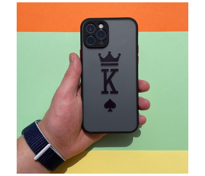 Matt Translucent Black Case Art Print King Mobile Cases For iPhone 12 Pro - Black and Grey - Zoom Image 2