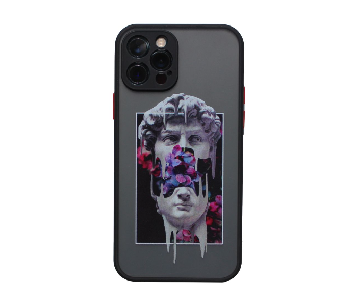 Matt Translucent Black Case Art Print Statue Flowers Mobile Case For iPhone 13 - Black and Grey - Zoom Image 1