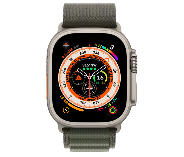 Apple Watch Ultra GPS And Cellular Titanium Case with Green Alpine Loop 49mm Band size M/L - Zoom Image 2