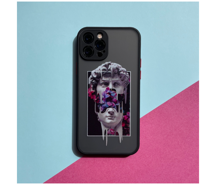 Matt Translucent Black Case Art Print Statue Flowers Mobile Case For iPhone 11 - Black and Grey - Zoom Image 2