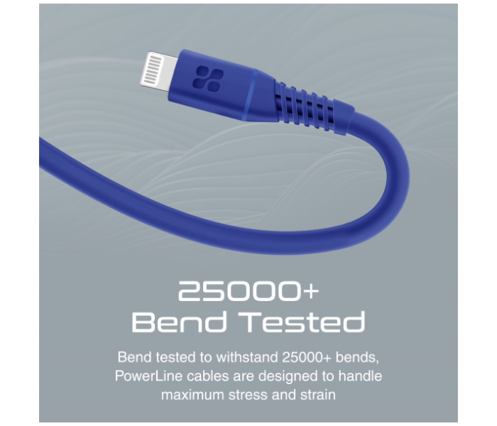 Promate POWERLINE-CI120 20W 1.2m Cord USB-C to Lightning Cable PD - Blue - Zoom Image 3