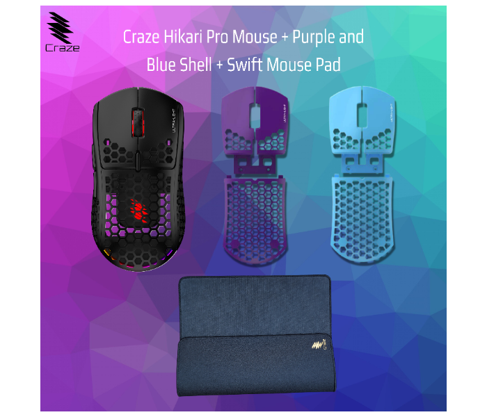 Craze C-HP-PUB-M Hikari Pro and Purple and Blue Shell with Mousepad - Blue And Purple - Zoom Image 1