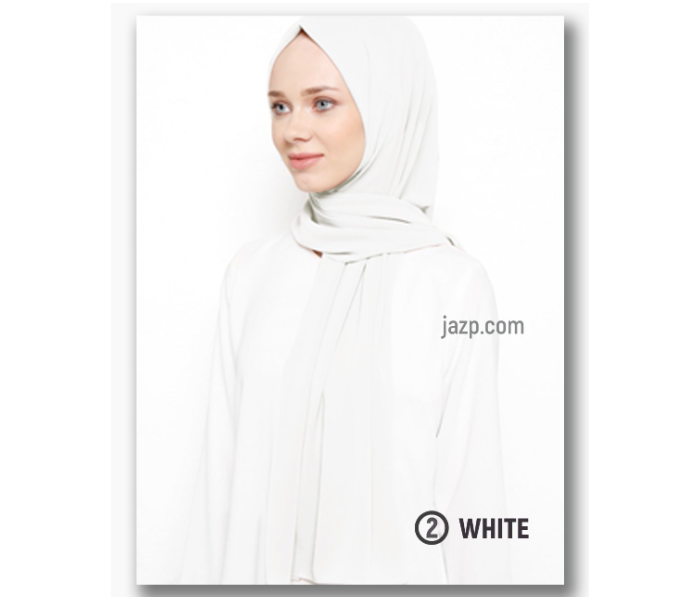 Instant Chiffon Premium Quality Hijab Head Wrap Scarf - White - Zoom Image