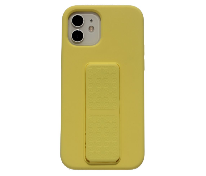 Liquid Silicone Yellow Case Magnet Grip Stand Mobile Case For iPhone 12 Pro Max - Yellow - Zoom Image 1