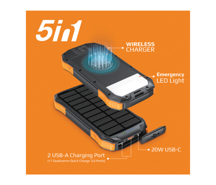 Promate SOLARTANK-10PDQI Solar Power Bank - Black - Zoom Image 9