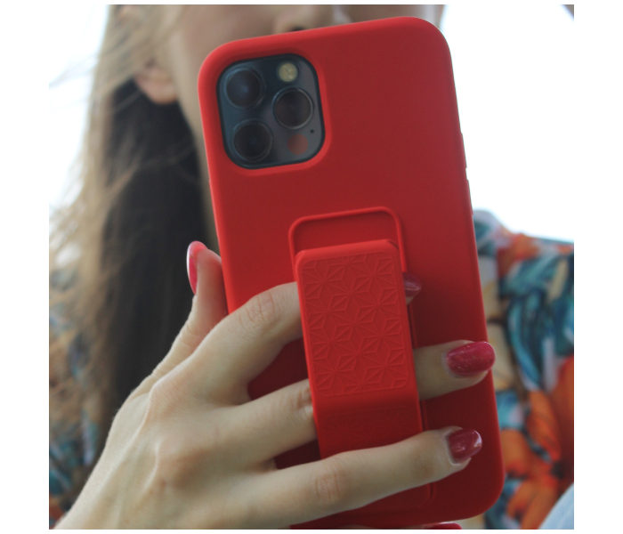 Liquid Silicone Red Case Magnet Grip Stand Mobile Case For iPhone 13 Pro - Red - Zoom Image 5