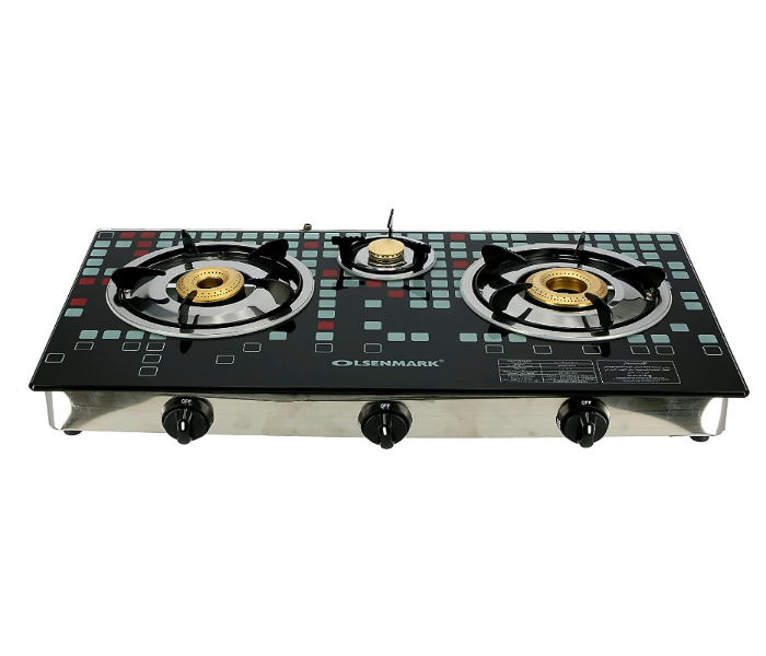 Olsenmark OMK2224 3 Burner Tempered Glass Top Gas Stove, Black - Zoom Image 2