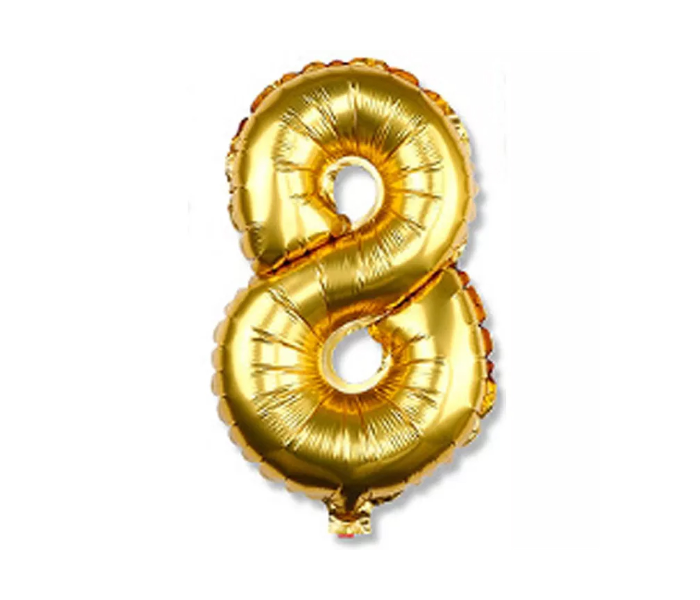 Number-8 16 Inch Number Aluminum Balloon - Golden - Zoom Image 1