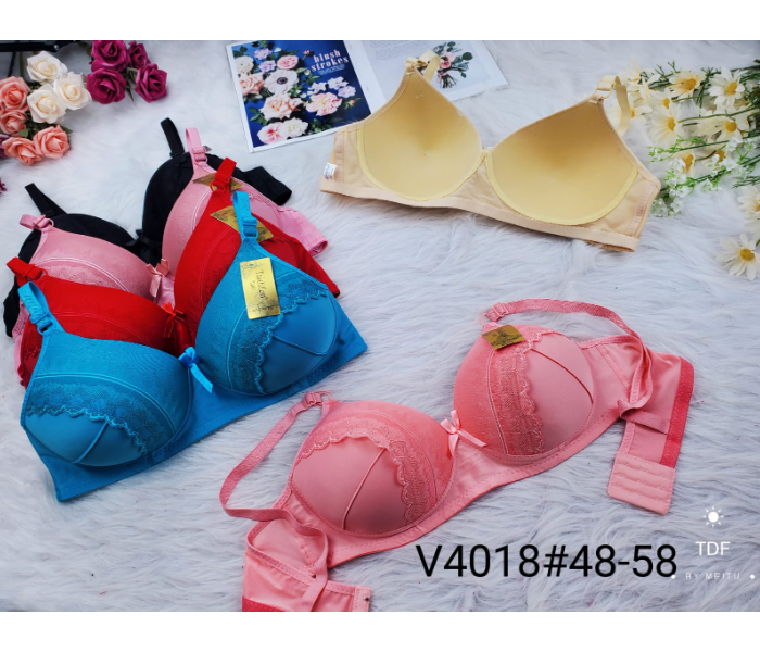 Pack of 6 V4018 Fancy Full Cup Single Padded 50 Sized Bra For Women - Zoom Image