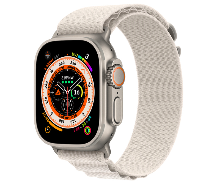 Apple Watch Ultra GPS And Cellular Titanium Case with Starlight Alpine Loop 49mm Band size Small - Zoom Image 1