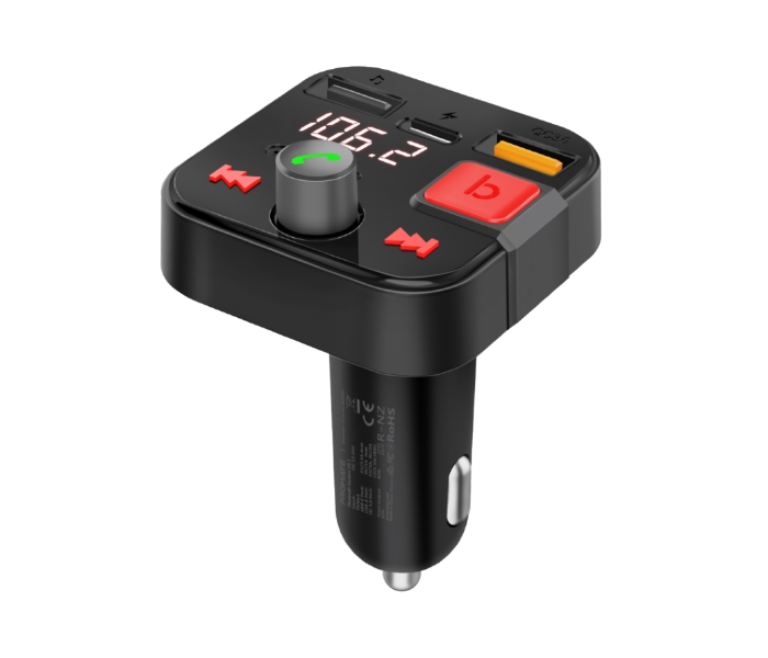 Promate POWERTUNE-30W Bluetooth V5.1 18W Wireless FM Transmitter - Black - Zoom Image 1