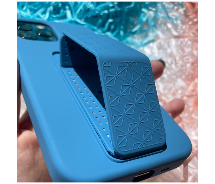 Liquid Silicone Blue Case Magnet Grip Stand Mobile Case For iPhone 11 - Blue - Zoom Image 6