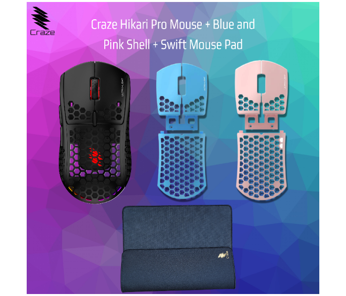 Craze C-HP-BPIS-M Hikari Pro and Blue and Pink Shell with Mousepad - Blue and Pink - Zoom Image 2