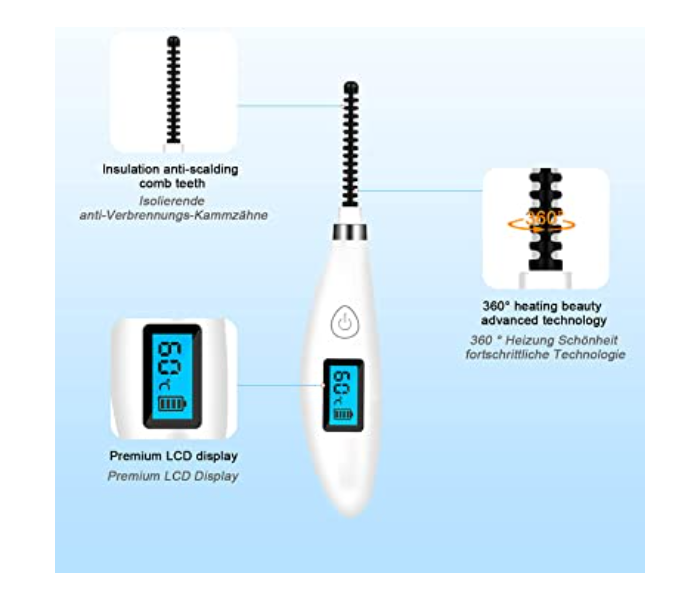 Newest Ceramic USB Rechargeable Electric Heated Eye Lash Curler with Comb - White - Zoom Image 5