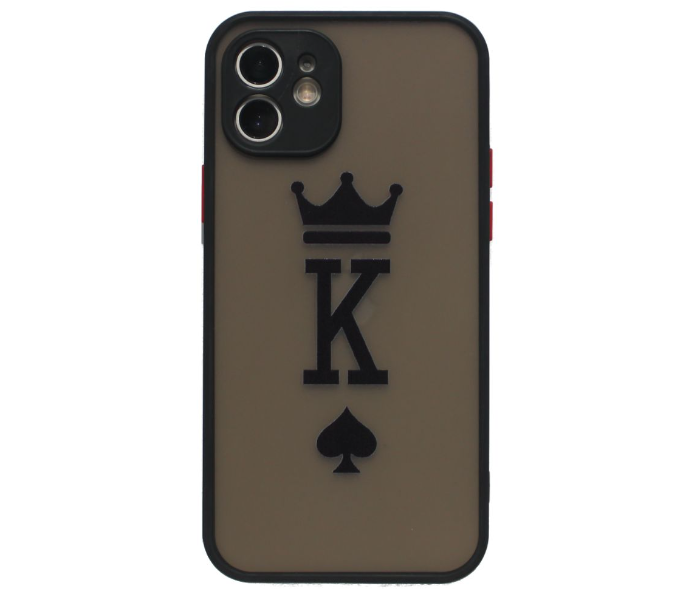 Matt Translucent Black Case Art Print King Mobile Cases For iPhone 13 Mini - Black and Grey - Zoom Image 1