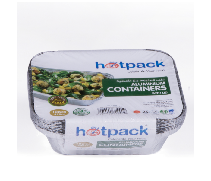 Hotpack HSM8342 Pack of 10 Pieces 420ml Aluminium Container - Silver - Zoom Image 2