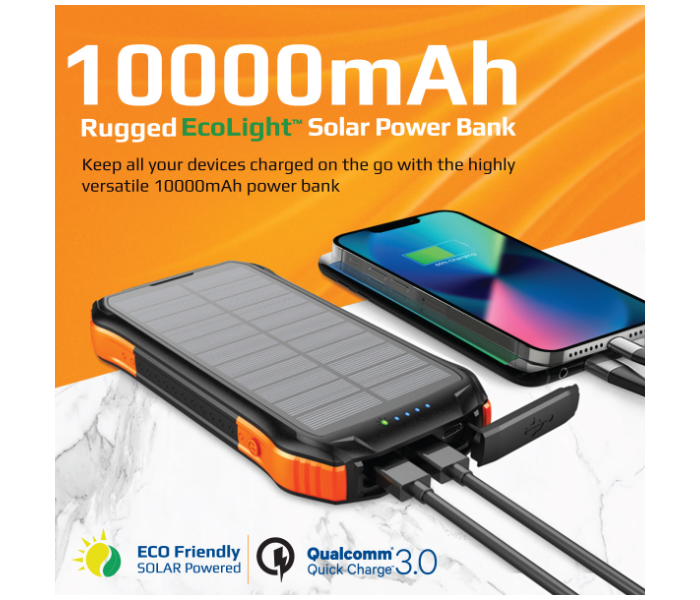 Promate SOLARTANK-10PDQI Solar Power Bank - Black - Zoom Image 2