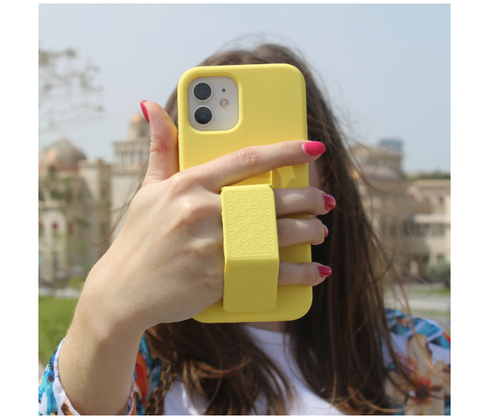 Liquid Silicone Yellow Case Magnet Grip Stand Mobile Case For iPhone 11 Pro - Yellow - Zoom Image 4