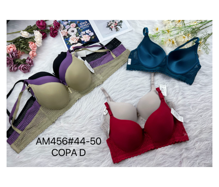 Pack of 6 AM456 Fancy Full Cup Single Padded 50 Size Bra For Women - Zoom Image