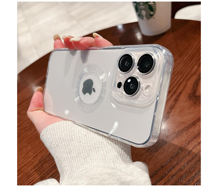 Luxury Transparent Plating Logo Hole Case Glass Camera Protector Cover for iPhone 12 - Gold - Zoom Image 4