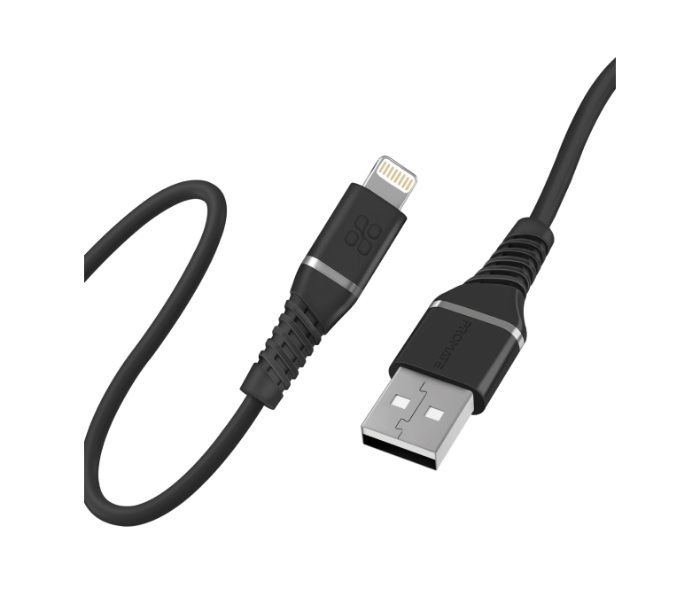 Promate POWERLINE-AI120 1.2m Cord USB-A to Lightning Cable - Black - Zoom Image 1