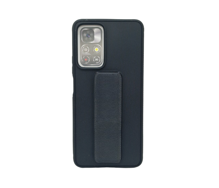 Magnetic Folding Strap Kickstand PU Leather Cover for Xiaomi Redmi 10T - Black - Zoom Image 2