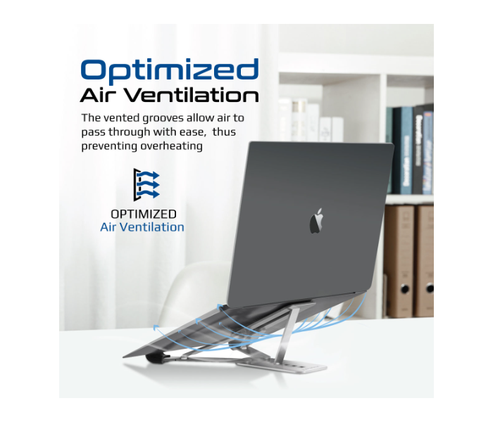 Promate POCKETMOUNT Optimized Air Ventilation Laptop Stand - Grey - Zoom Image 3