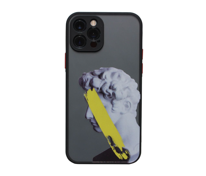 Matt Translucent Black Case Art Print Statue Yellow Mobile Case For iPhone 12 Mini - Black and Grey - Zoom Image 1