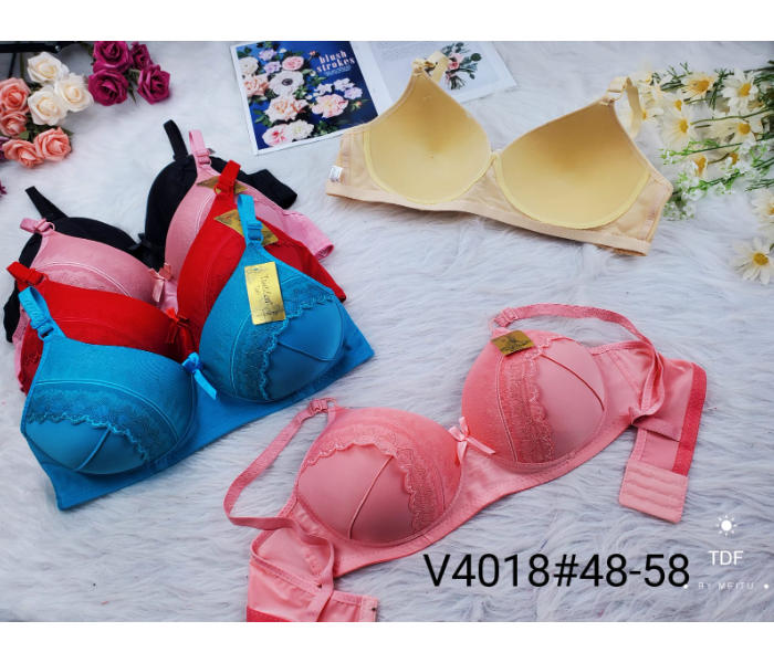 Pack of 6 V4018 Fancy Full Cup Single Padded 48 Sized Bra For Women - Zoom Image