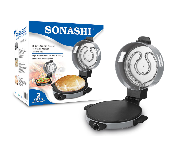 Sonashi SABM-863 1800Watts 2 In 1 Arabic Bread and Pizza Maker - Black and Silver - Zoom Image 5