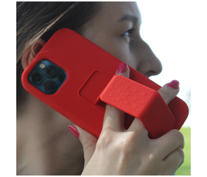 Liquid Silicone Red Case Magnet Grip Stand Mobile Case For iPhone 13 Pro Max - Red - Zoom Image 3