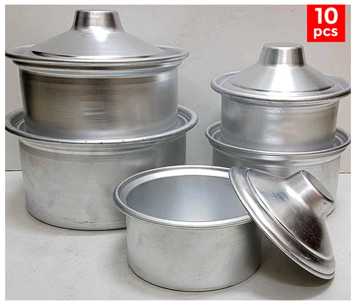 RMN 10 Pieces Genuine Quality Aluminum Cookware Set - Silver - Zoom Image