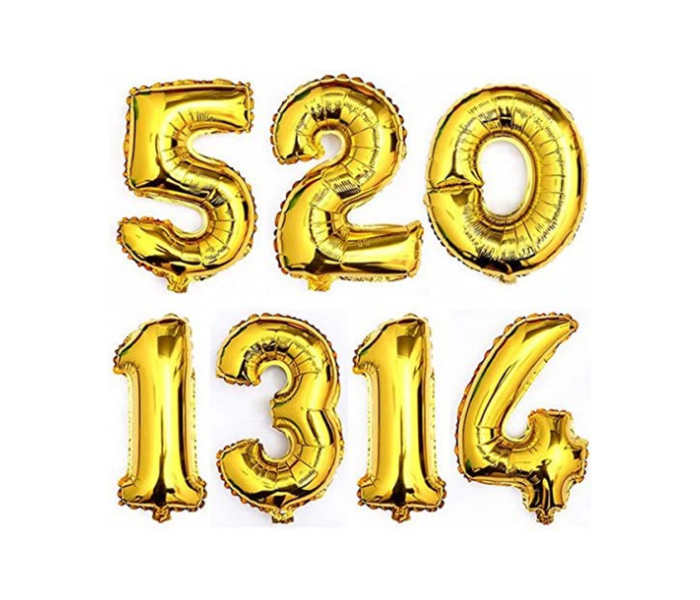 Number-3 16 Inch Number Aluminum Balloon - Golden - Zoom Image 2