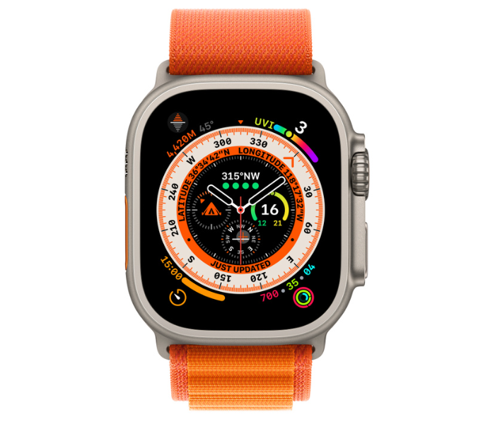 Apple Watch Ultra GPS And Cellular Titanium Case with Orange Alpine Loop 49mm Band size Large - Zoom Image 2