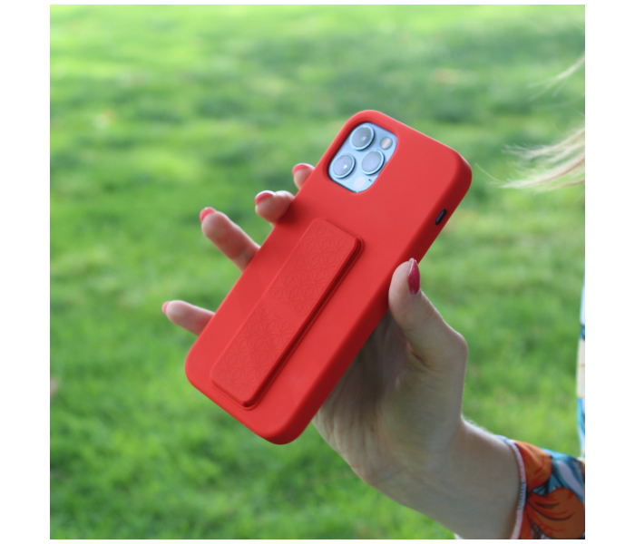 Liquid Silicone Red Case Magnet Grip Stand Mobile Case For iPhone 11 Pro - Red - Zoom Image 4