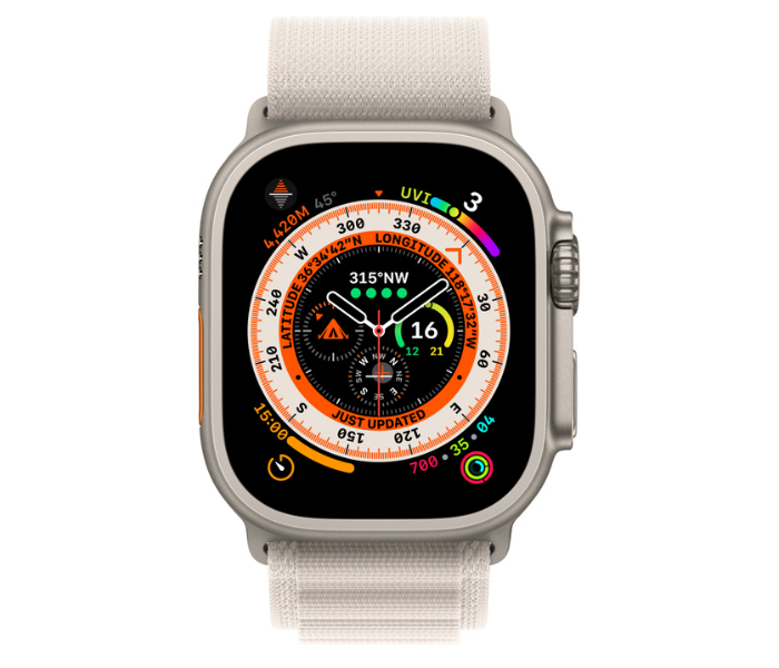 Apple Watch Ultra GPS And Cellular Titanium Case with Starlight Alpine Loop 49mm Band size Medium - Zoom Image 2