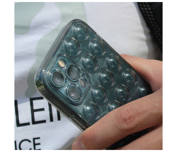 Transparent Grey Case Bubbles Mobile Case For iPhone 12 - Grey - Zoom Image 3