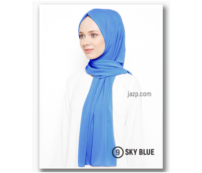 Instant Chiffon Premium Quality Hijab Head Wrap Scarf - Sky Blue - Zoom Image