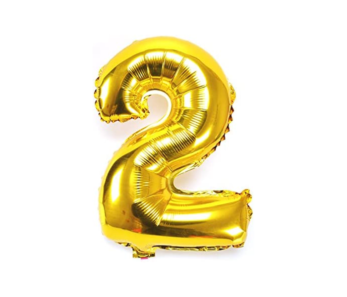 Number-2 16 Inch Number Aluminum Balloon - Golden - Zoom Image 1