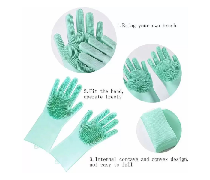 Silicone Dishwashing Gloves - Green - Zoom Image 2