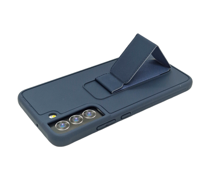 Magnetic Folding Kickstand PU Leather Cover for Samsung Galaxy S21 FE - Navy - Zoom Image 2