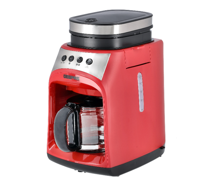 Geepas GCM41512 0.6 Litre 600Watts Grind and Drip Coffee Maker - Red and Black - Zoom Image