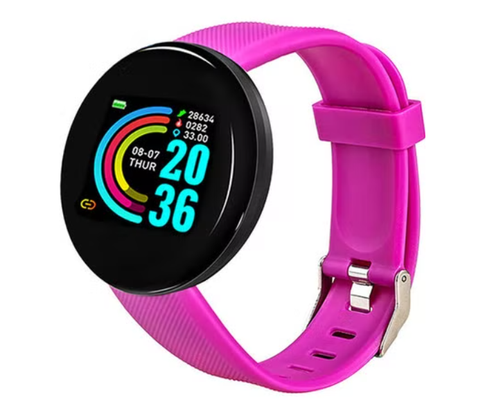 D18 Fitness Tracker Bluetooth Smart Bracelet Heart Rate Monitor with colour LCD Touch Screen for Android and iOS - Pink - Zoom Image