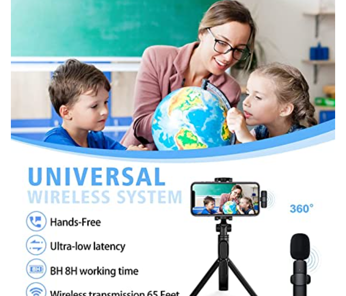 Wireless Lavalier Microphone Portable Audio Video Recording Mic For Iphone - Black - Zoom Image 4