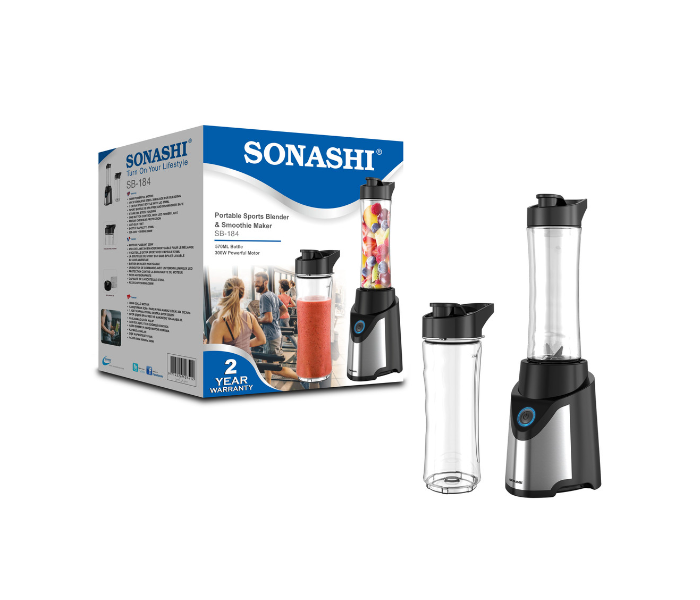 Sonashi SB-184 300Watts Portable Sports Blender Smoothie Maker - Black and Silver - Zoom Image 5