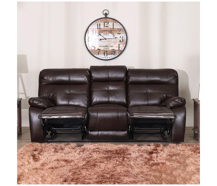 Danube Home Dimas Three Seater Leather Recliner - Brown - Zoom Image 3