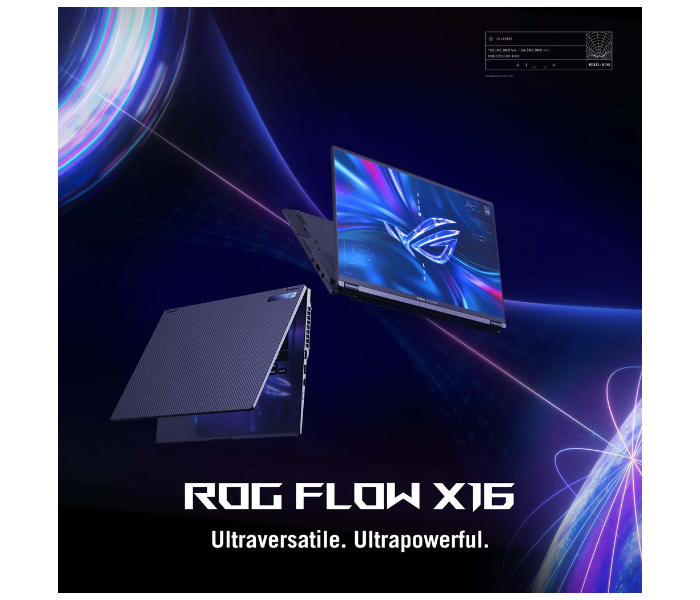 ASUS ROG FLOW X16 GV601RW-M5056W 16 inch QHD Plus AMD Ryzen R9 6900HS Processor 32GB DDR5 RAM 1TB SSD 8GB NVIDIA GeForce RTX 3070Ti Graphics Windows 11 Home with ASUS Backpack and Stylus Pen - Grey - Zoom Image 1