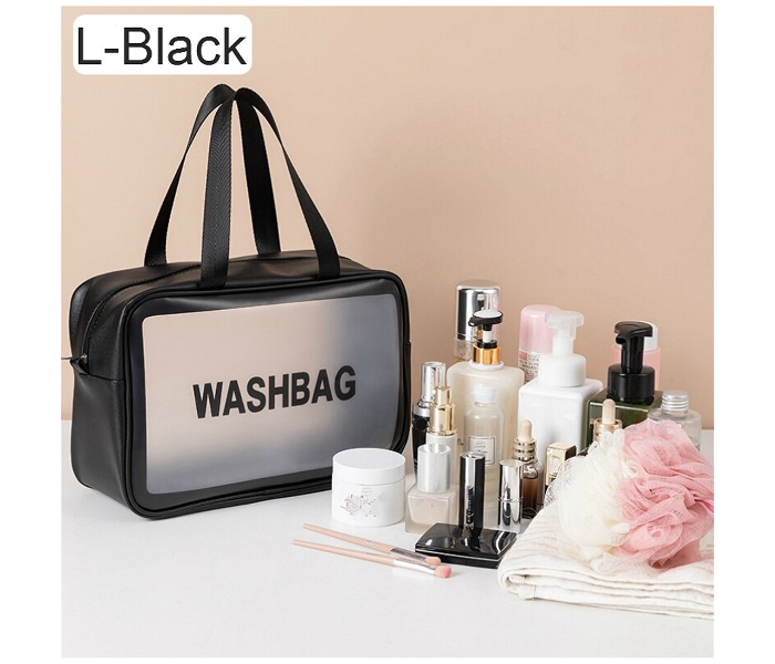 Easy Handcarry Multifunction Korea Style TPU Large Storage Wash Cosmetic Bag - Black - Zoom Image 2